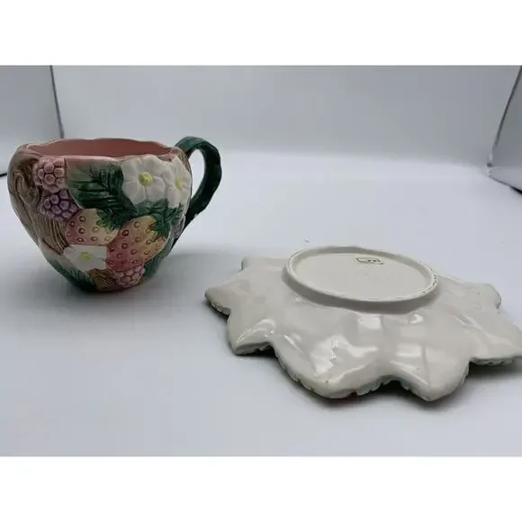 Fitz‎ And Floyd 1991 White Flowers w/ Berries Steam Leaves TeaCup & Saucer 2 set - Picture 12 of 12